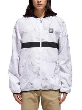 ADIDAS Originals White & Black Marble Skateboard Windbreaker - Men’s L - NWOT